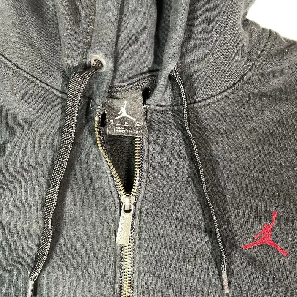 Jordan Hoodie Full Zip Sweatshirt Mens Black Air Jordan Logo 459686-011 Size S